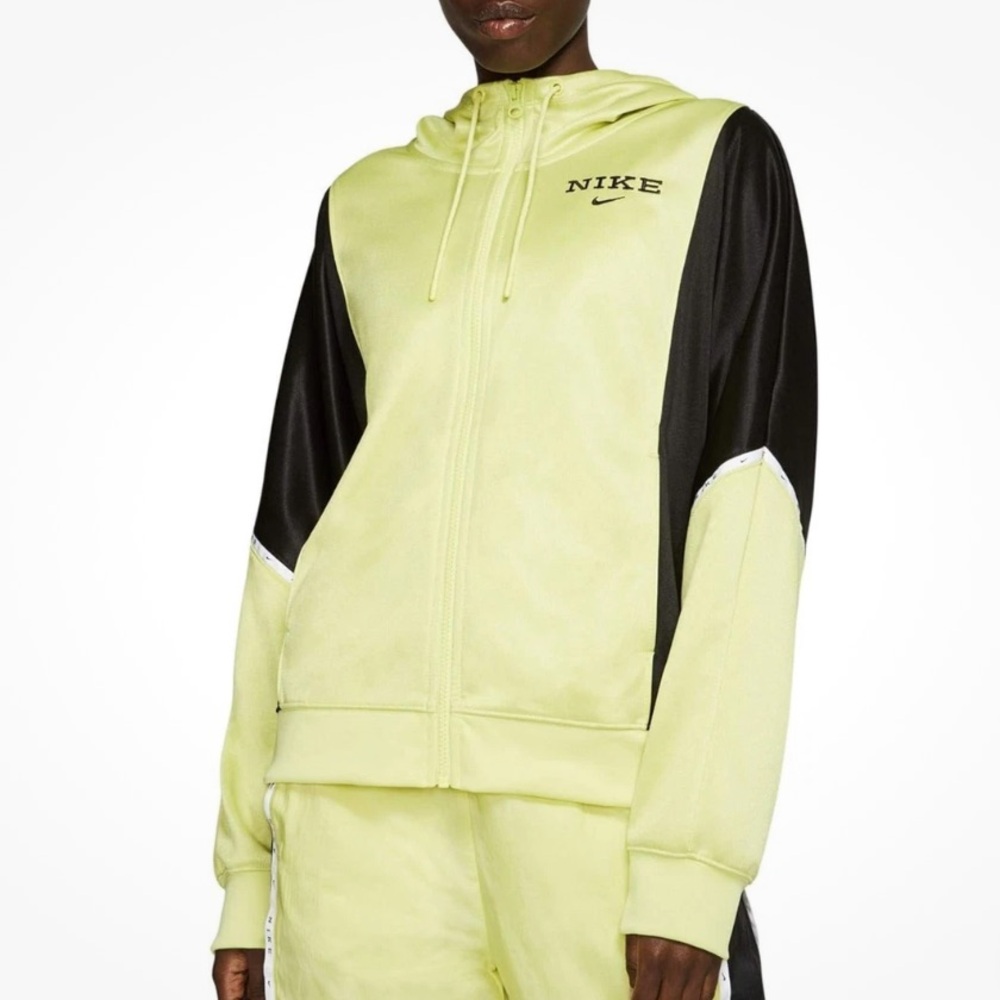 Nike Neon Green and Black Zip-Up Hoodie